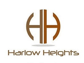 A logo with the text "Harlow Heights" beneath it.